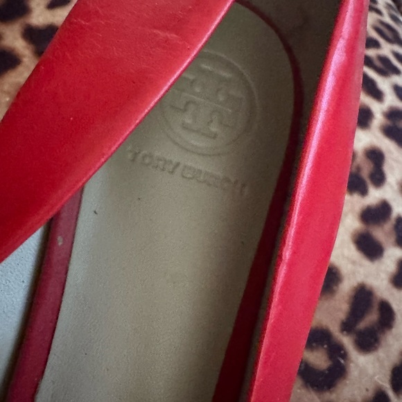 Tory Burch Red Heels with Gold Accent - Picture 7 of 7
